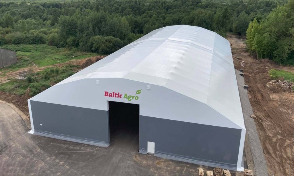 Finest-Hall Factory OÜ toodetud ja paigaldatud PVC hall mõõtudega 40x80m, kõrgusega 7m Baltic Agro UAB-le Leedus.