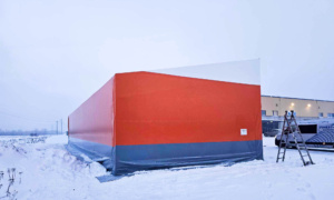 Finest-Hall Factory OÜ toodetud ja paigaldatud varikatus mõõtudega 8x25m, kõrgus 5,6 meetrit Ledzep OÜ-le.
