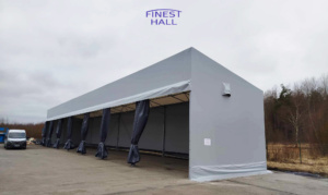 Finest-Hall Factory OÜ toodetud ja paigaldatud varikatus mõõtudega 6x35m, kõrgusega 6 meetrit Benders Baltic Nord OÜ-le.