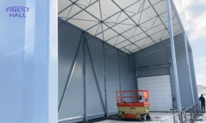 Finest-Hall Factory OÜ toodetud ja paigaldatud varikatus mõõtudega 8x21m, kõrgusega 9,4 meetrit Perasaar OÜ-le.