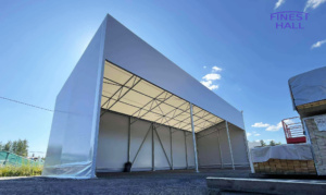 Finest-Hall Factory OÜ toodetud ja paigaldatud varikatus mõõtudega 8x21m, kõrgusega 7,8 meetrit Tampereen Kauppahuone Oy-le.