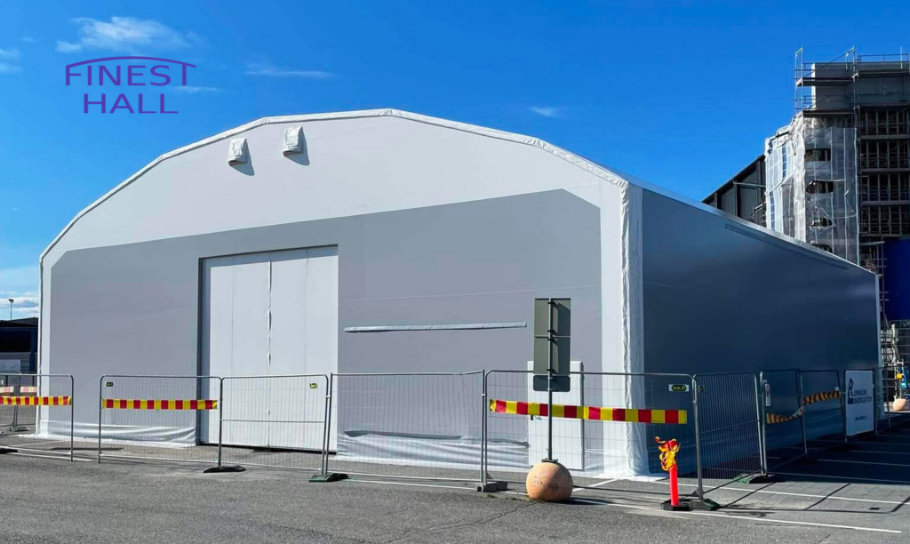 Finest-Hall Factory OÜ toodetud ja paigaldatud PVC hall mõõtudega 20x24m, kõrgusega 5,6 meetrit Kesko Oyj-le.