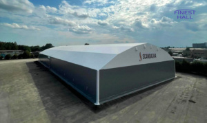 Finest-Hall Factory OÜ toodetud ja paigaldatud PVC hall mõõtudega 40x100m, kõrgusega 7 meetrit Scandagra UAB-le